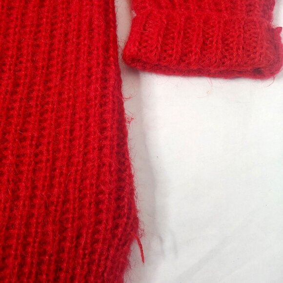 Vintage Y2K Moda Intl Womens S Sweater Cardigan Tunic Red Knit Mohair Blend - Picture 5 of 11